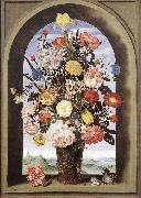 Bouquet in an Arched Window  yuyt BOSSCHAERT, Ambrosius the Elder